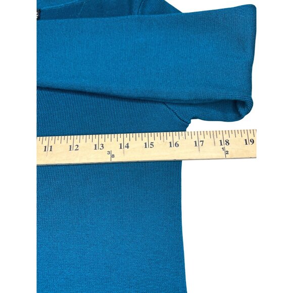 Nina Leonard Womens Long Sleeve Mixed Media Dress Teal Multi Size Small - Picture 10 of 15